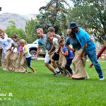 Kids potato sack racing