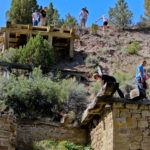 Family exploring Bandit's hideout